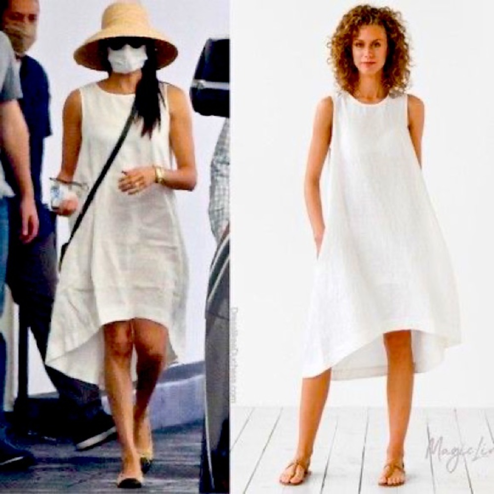 Magic Linen Royal Toscana Dress in Sand Color